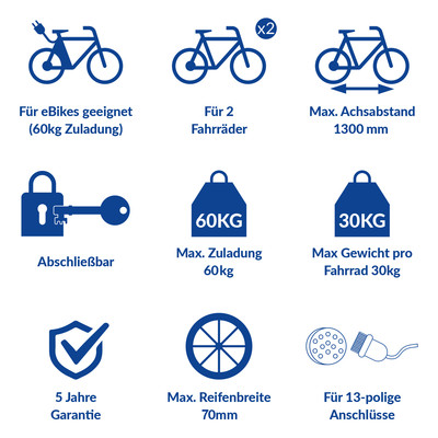 Westfalia bikelander Classic Fahrradträger für die Anhängerkupplung -  Zusammenklappbarer Kupplungsträger für 2 Fahrräder & Auffahrschiene für  Fahrräder - Für das Aufladen Schwerer Fahrräder : : Auto & Motorrad